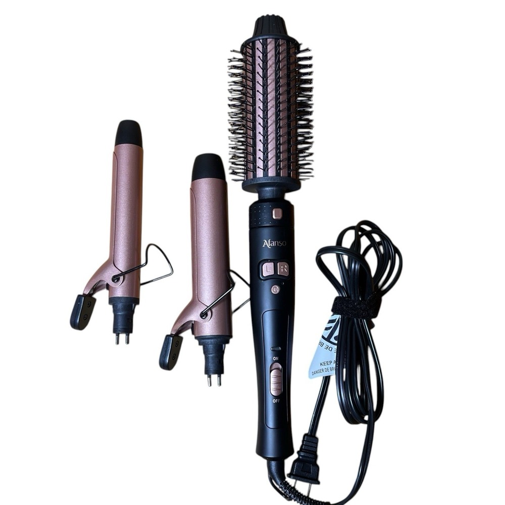 Afanso rotating 3 in 1 styling Heated Brush curing iron 3 sizes Ceramic